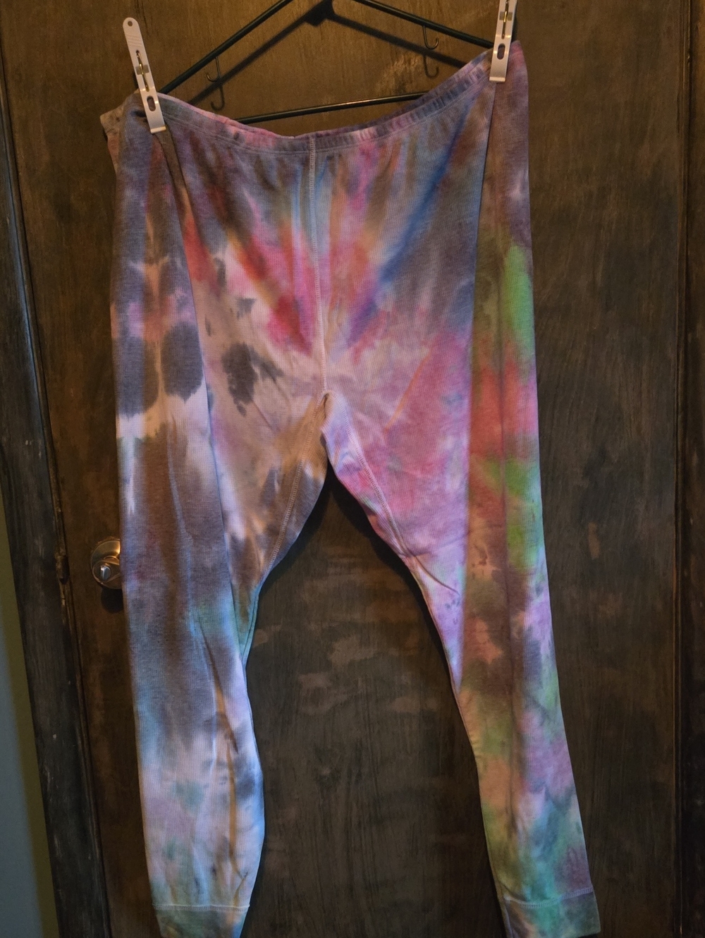 Fruit of the Loom Multicolor Tie-Dye Thermal  Leggings - Pink, Blue, Green